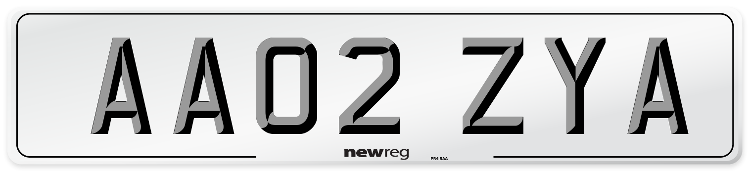 AA02 ZYA Number Plate from New Reg